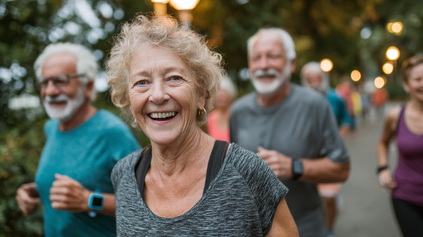 Група активни възрастни хора по време на тренировка